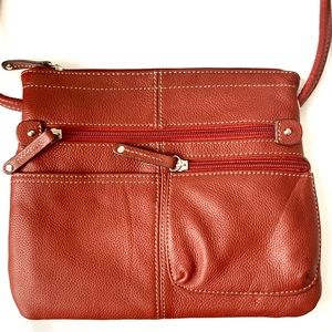 Tiganello Red Genuine Leather Crossbody Bag